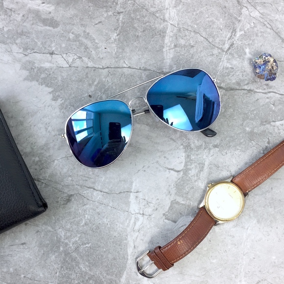 ARCTIC Aviator Blue Silver Mirror Men’s Sunglasses - Picture 2 of 8